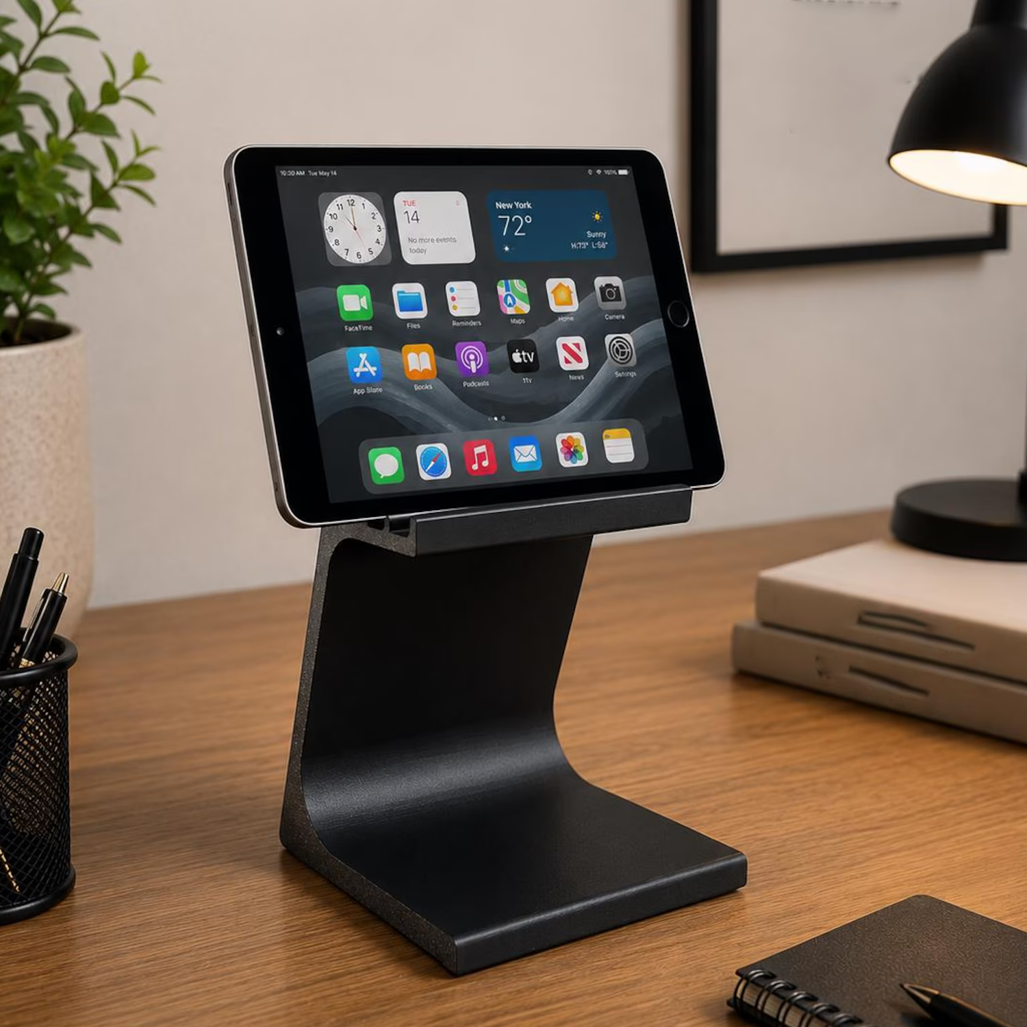 Adjustable Desktop Device Cradle, Minimalist Elevated Support Holder For Tablets And Portable Touchscreen Gadgets