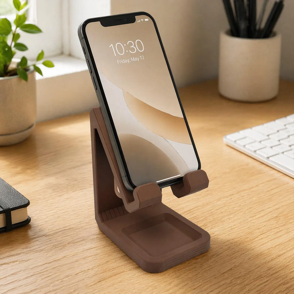 Dual-Function Desktop Device Support Bracket, Integrated Smartphone Holder With Built-In Storage Compartment For Audio Accessories