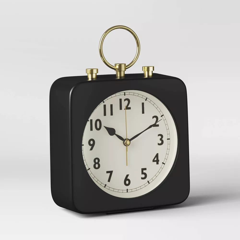 5 Inch Vintage Square Analog Alarm Clock For Desk & Nightstand