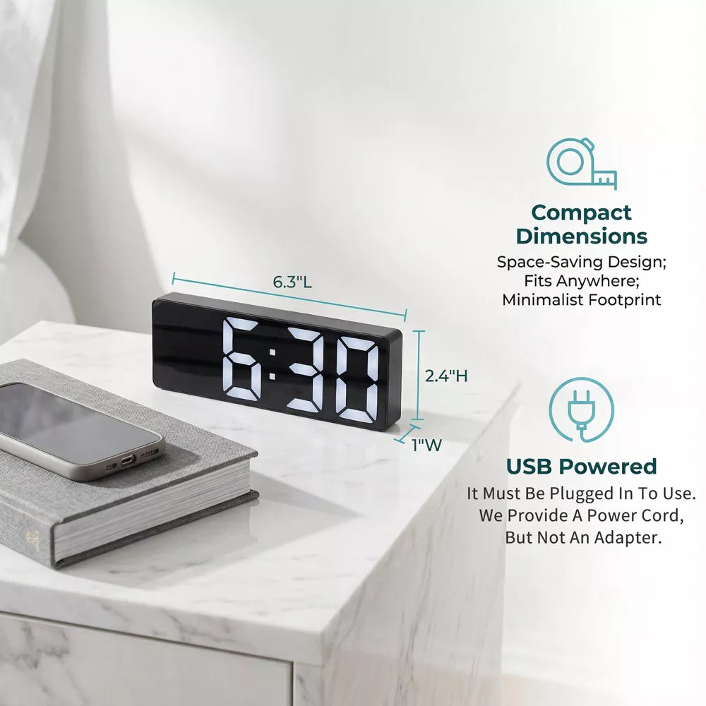 Large Digit Dimmable Digital Alarm Clock With Temperature & Snooze Function