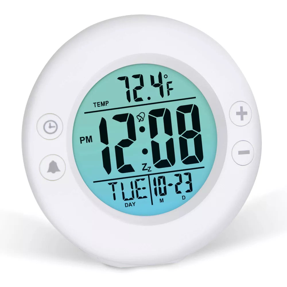 Round Gradient Backlight Digital Alarm Clock with Temperature & Date Display