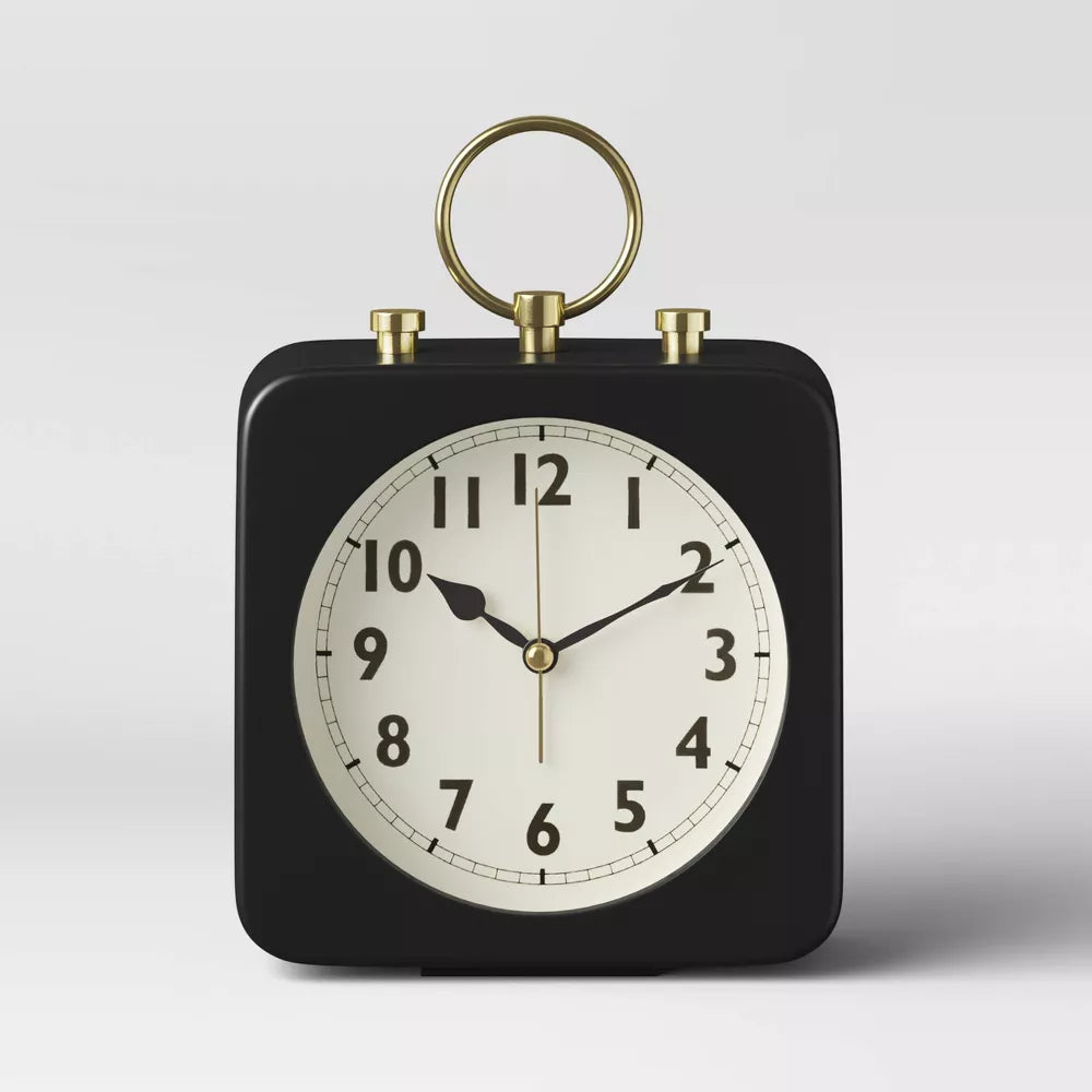 5 Inch Vintage Square Analog Alarm Clock For Desk & Nightstand