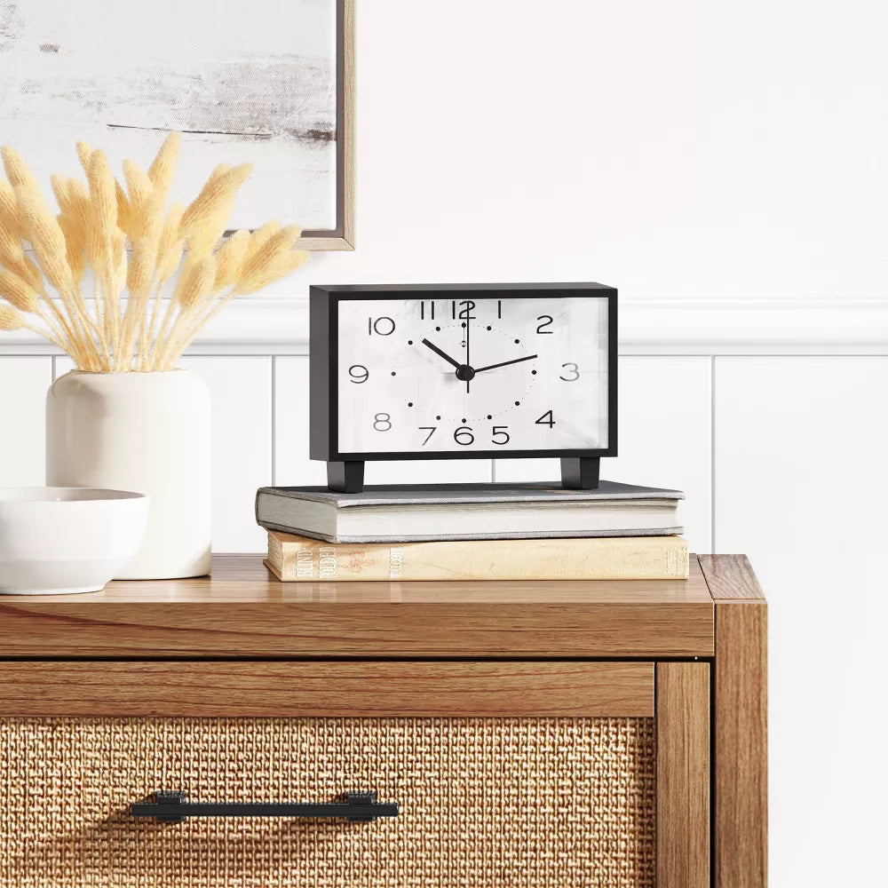 6 Inch Rectangular Analog Table Clock For Home Decoration